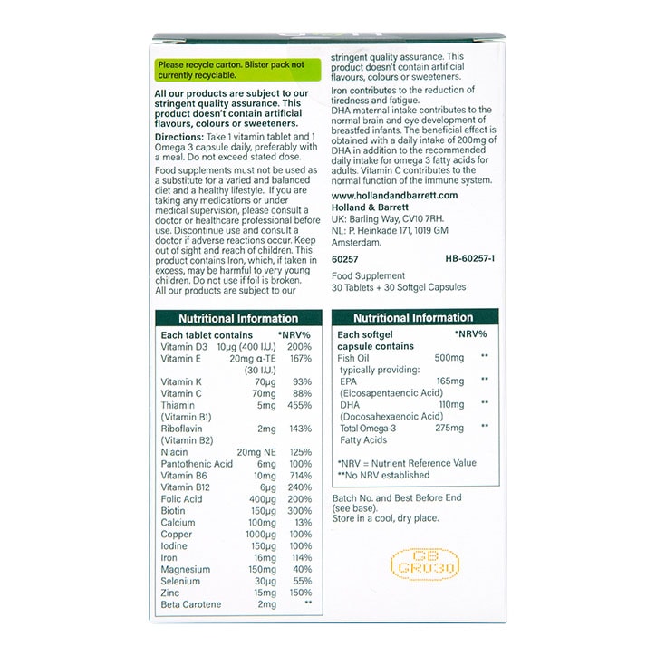 Holland & Barrett Breastfeeding Support 30 Tablets & 30 Capsules